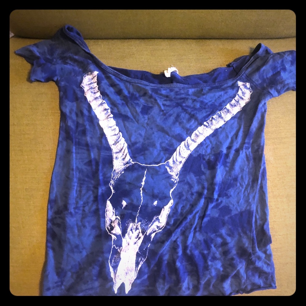Blue Off the Shoulder T-shirt